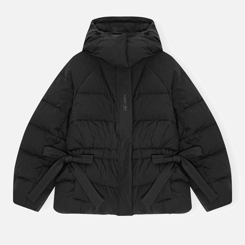 Ganni Tech Oversized Seersucker Shell Puffer Jacket