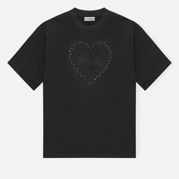 Ganni Heart Organic CottonJersey Tshirt