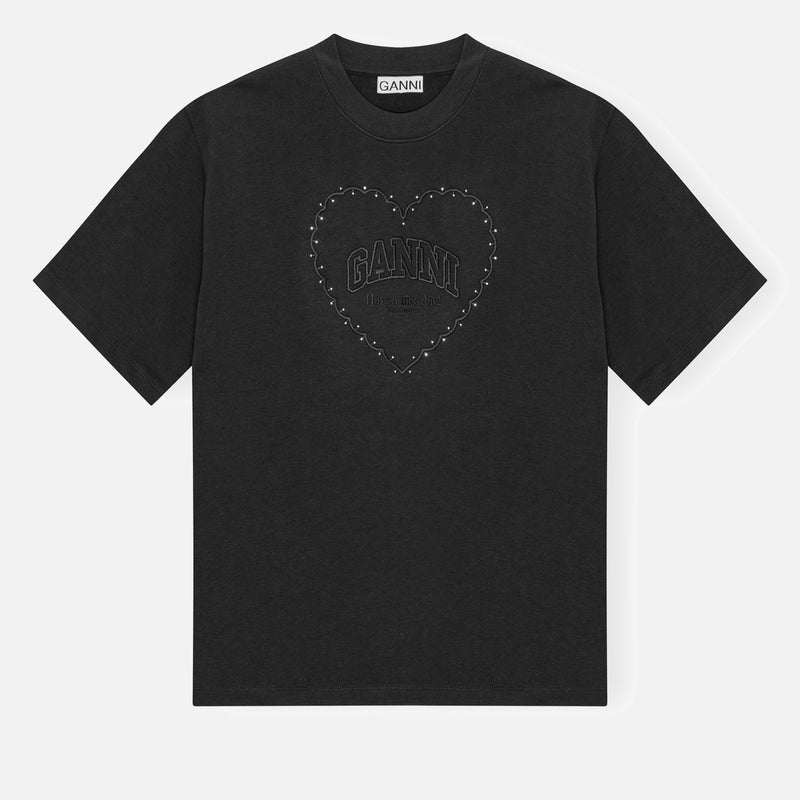 Ganni Heart Organic CottonJersey Tshirt