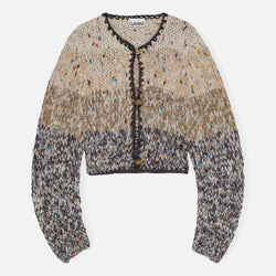 Ganni WoolBlend Intarsia Knit Cropped Cardigan