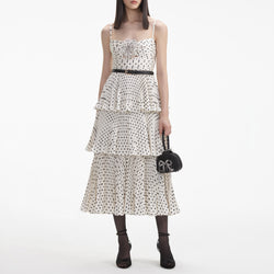 SelfPortrait Polka Dot Chiffon Midi Dress