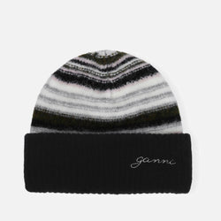 Ganni Striped IntarsiaKnit Beanie