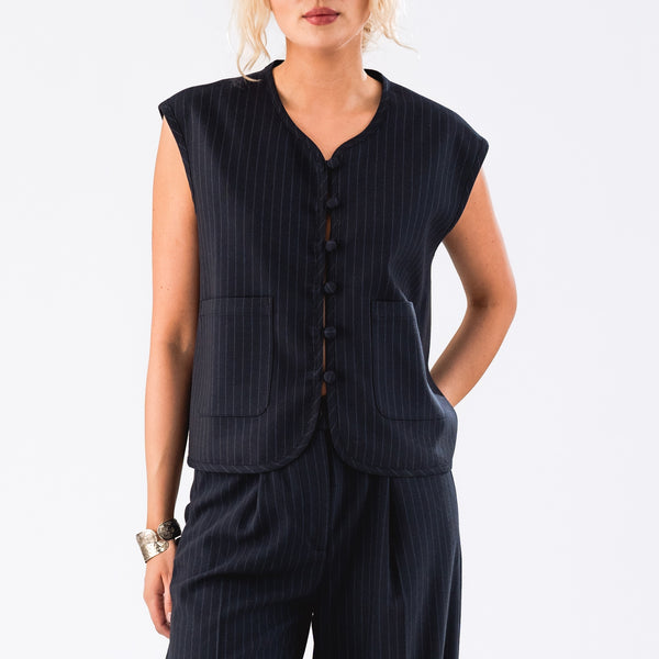 Lollys Laundry Abbey Pinstriped Woven Vest