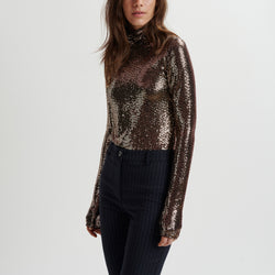 Essentiel Antwerp Woman's Geaker Jersey Turtle Neck Gold