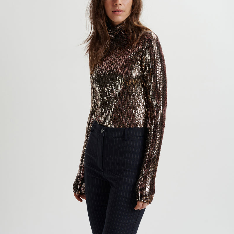 Essentiel Antwerp Woman's Geaker Jersey Turtle Neck Gold