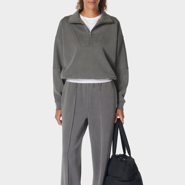 Sweaty Betty Women's Sand Wash Funnel Neck Half Zip Charcoal Grey