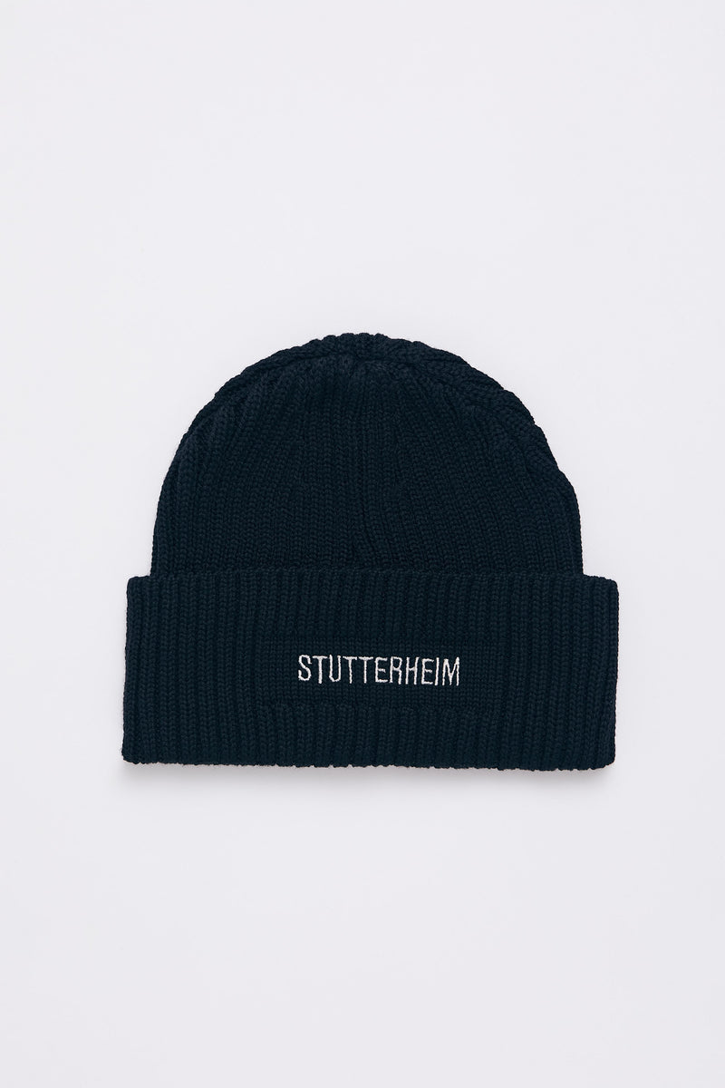 Stutterheim Logo Beanie Navy