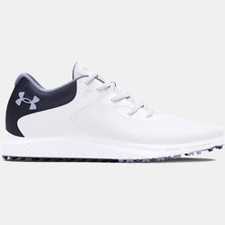 Under Armour Charged Breathe Spikeless Golf Shoes White Midnight Navy Celeste