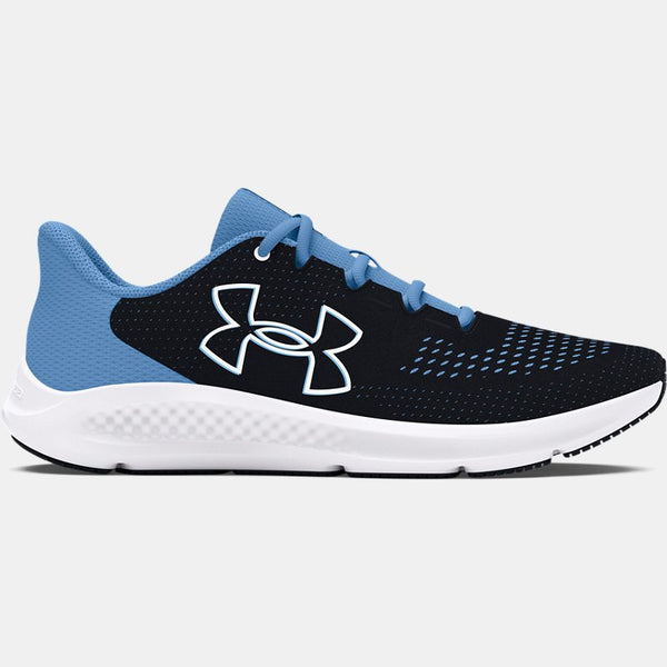 Under Armour Charged Pursuit Big Logo Running Shoes Black Horizon Blue White