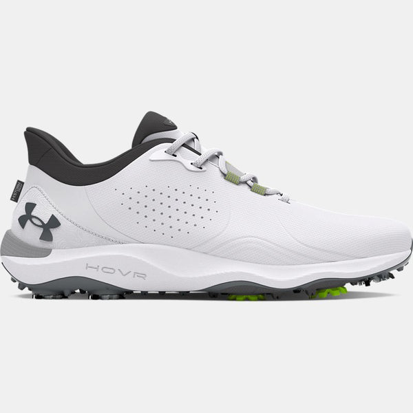 Under Armour Drive Pro Wide Golf Shoes White Metallic Gun Metal