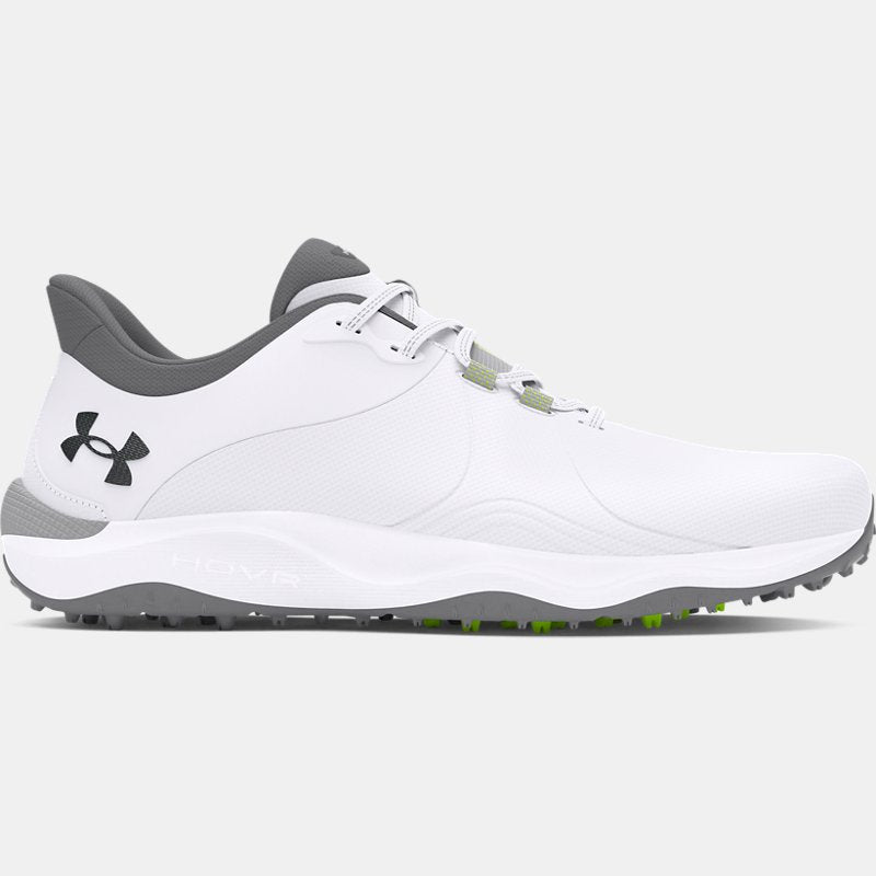 Under Armour Drive Pro Spikeless Wide Golf Shoes White Metallic Gun Metal