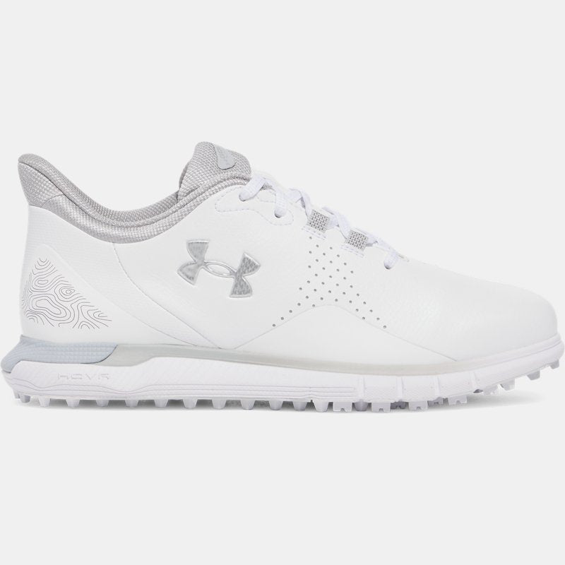 Under Armour Drive Fade Spikeless Golf Shoes White Distant Gray Metallic Silver