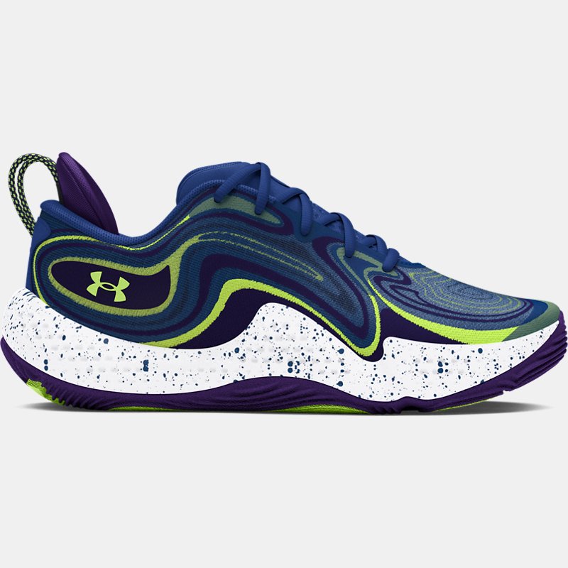 Under Armour Spawn Start Of Season Basketball Shoes Tech Blue Morph Green Purple