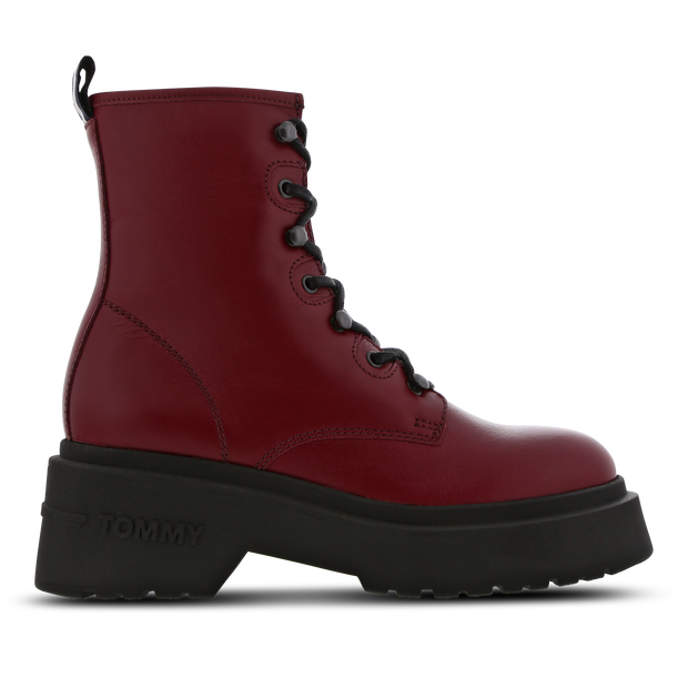 Tommy Jeans Lace Up Sneakers Leather Red