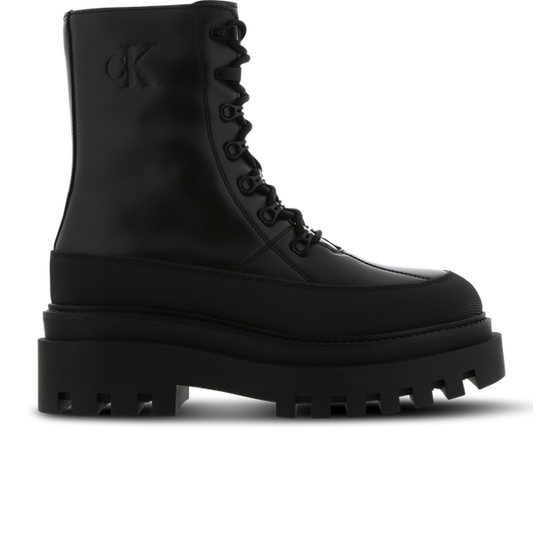 Calvin Klein Flatform Lace Up Sneakers Leather Black