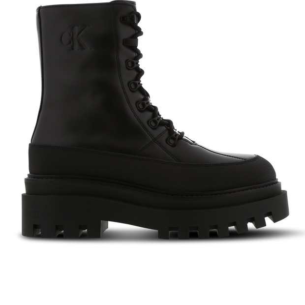 Calvin Klein Flatform Lace Up Sneakers Leather Black