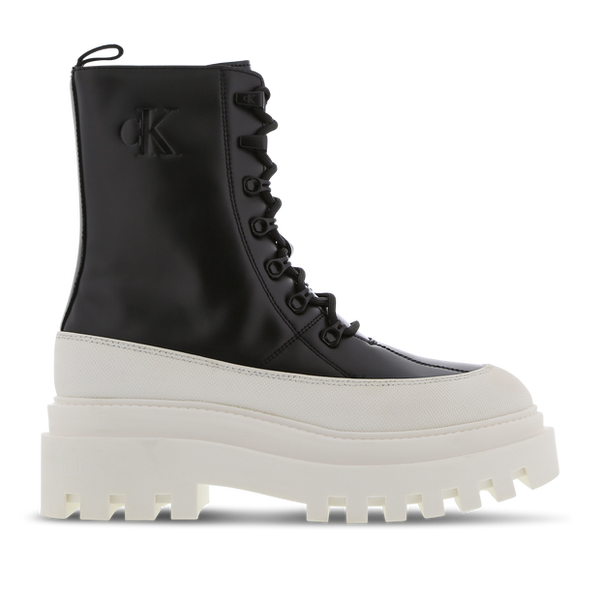 Calvin Klein Flatform Lace Up Sneakers Leather Black