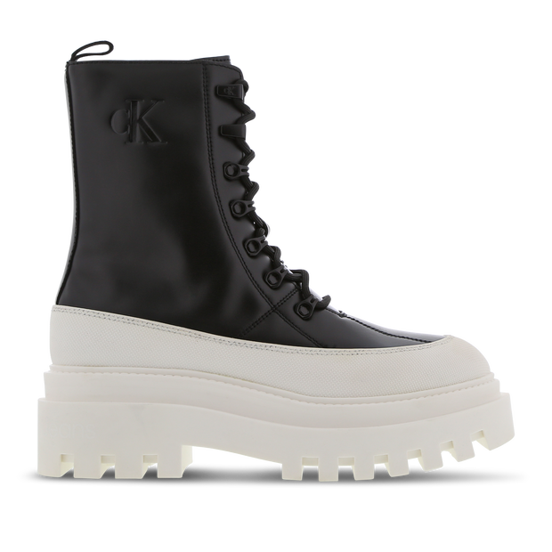 Calvin Klein Flatform Lace Up Sneakers Leather Black