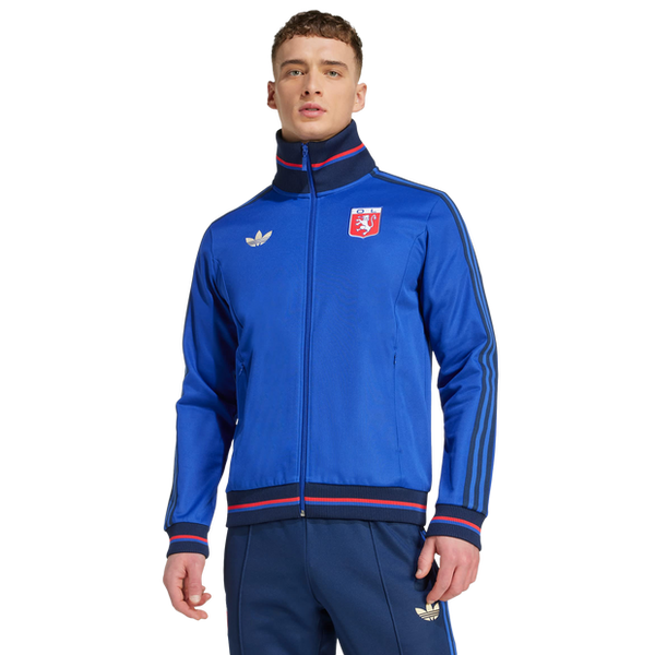 Adidas Olympique Lyonnais Anniversary Track Top Track Tops Cotton Jersey Blue
