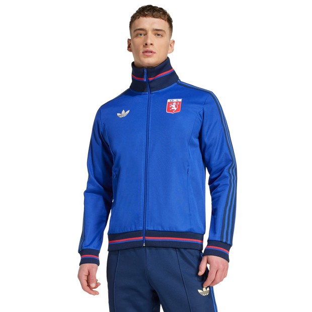 Adidas Olympique Lyonnais Anniversary Track Top Track Tops Cotton Jersey Blue