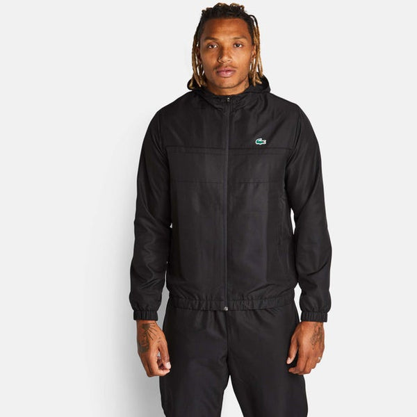 Lacoste Diamond Weave Hooded Track Tops Black