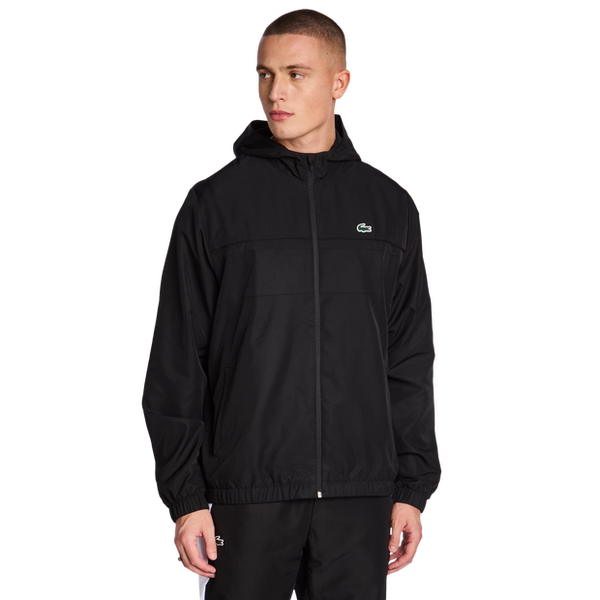 Lacoste Diamond Weave Hooded Track Tops Black