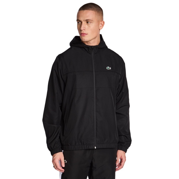 Lacoste Diamond Weave Hooded Track Tops Black
