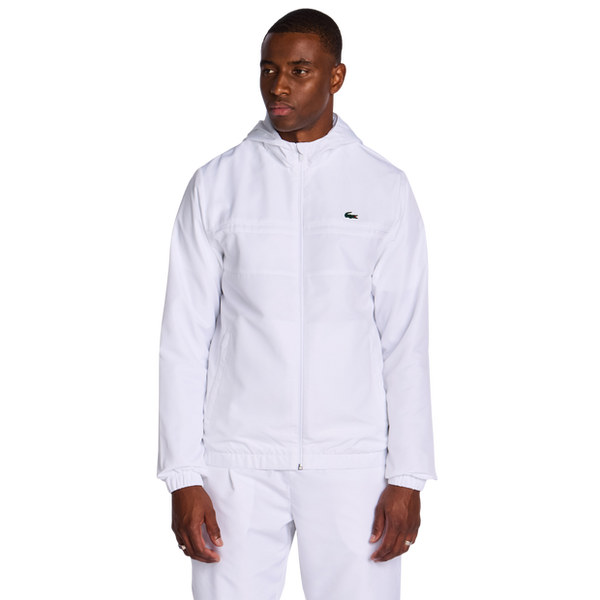Lacoste Diamond Weave Hooded Track Tops White