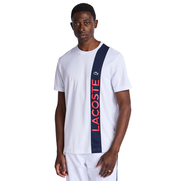 Lacoste Small Croc Logo Stripe T Shirts White