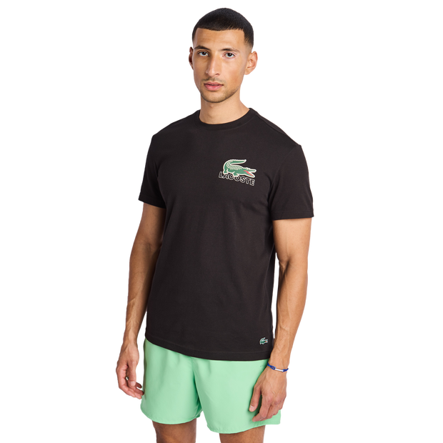 Lacoste Big Croc Graphic T Shirts Cotton Jersey Black
