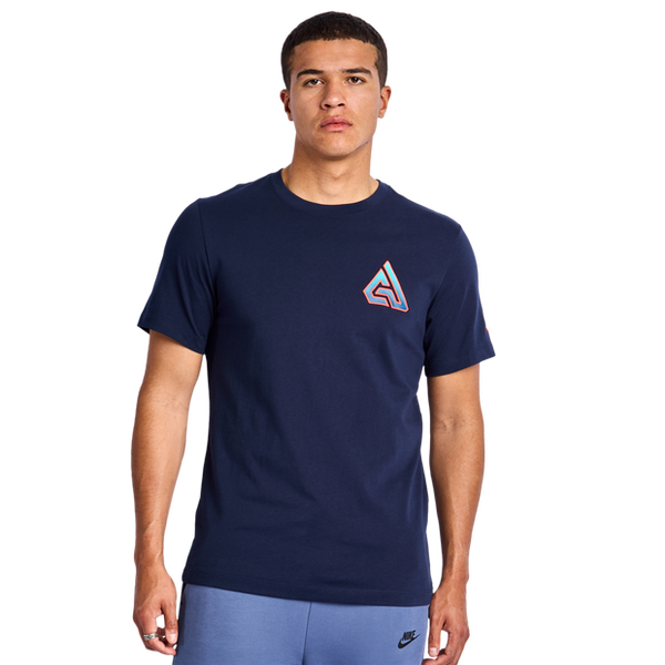 Nike Giannis T Shirts Cotton Jersey Blue
