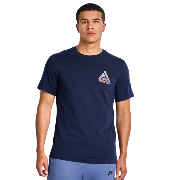 Nike Giannis T Shirts Cotton Jersey Blue