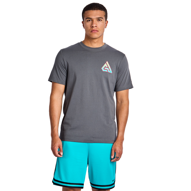 Nike Giannis T Shirts Cotton Jersey Grey