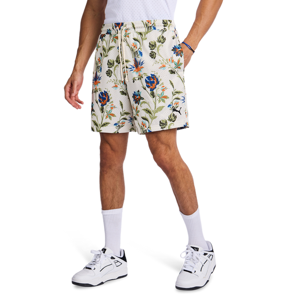 Puma Floral Sport Shorts Poly Mesh White