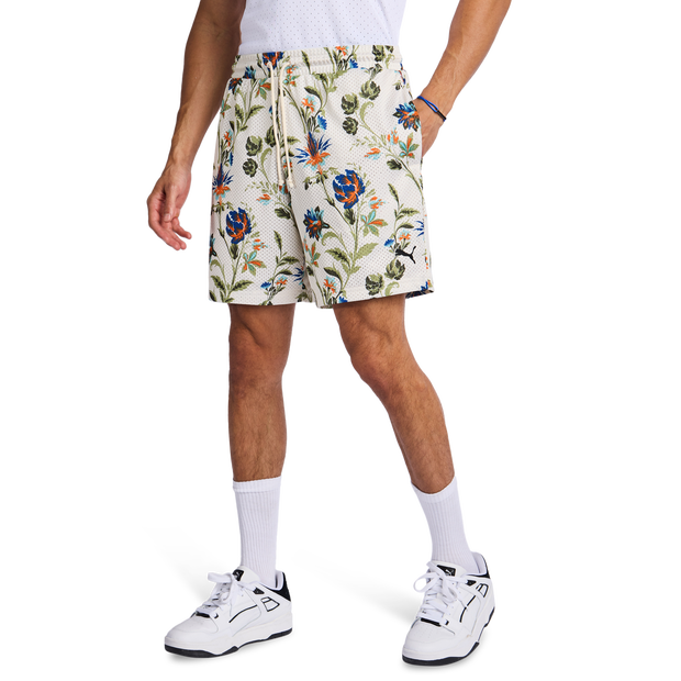 Puma Floral Sport Shorts Poly Mesh White