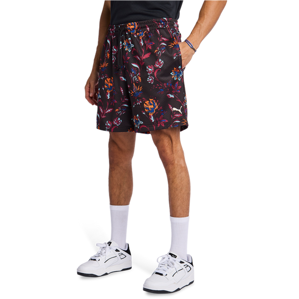 Puma Floral Sport Shorts Poly Mesh Black