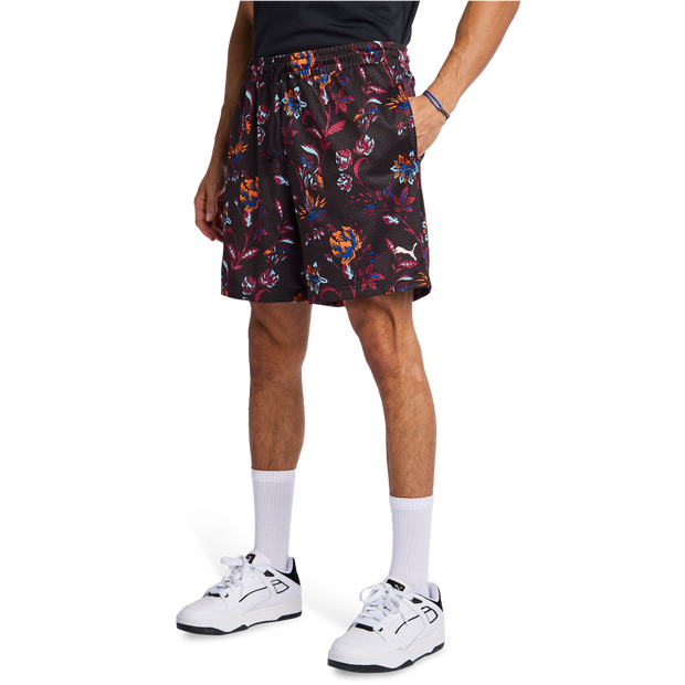 Puma Floral Sport Shorts Poly Mesh Black