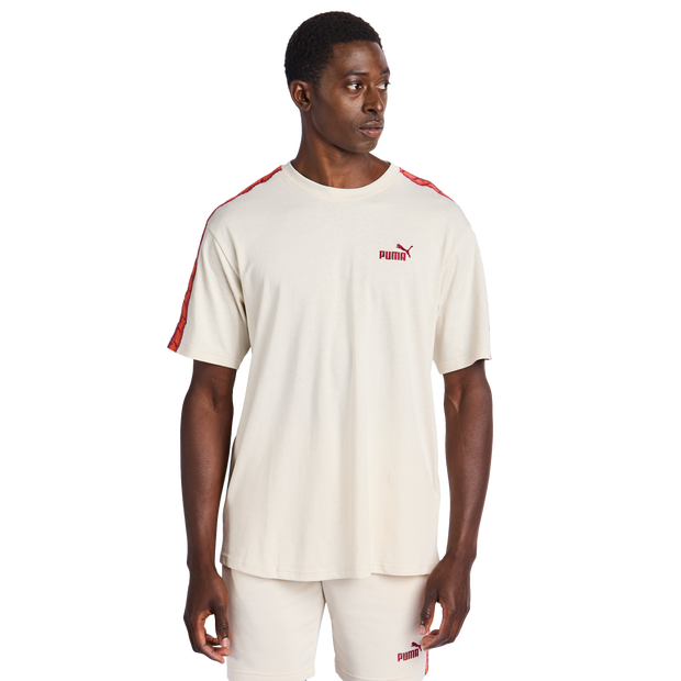 Puma Essentials+ Tape T Shirts Cotton Jersey White