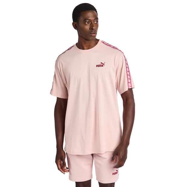 Puma Essentials+ Tape T Shirts Cotton Jersey Pink