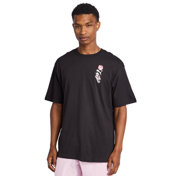 Puma Floral Sport T Shirts Cotton Jersey Black