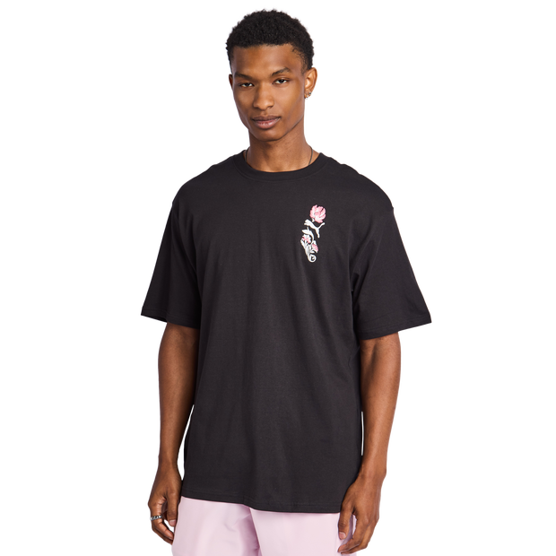 Puma Floral Sport T Shirts Cotton Jersey Black