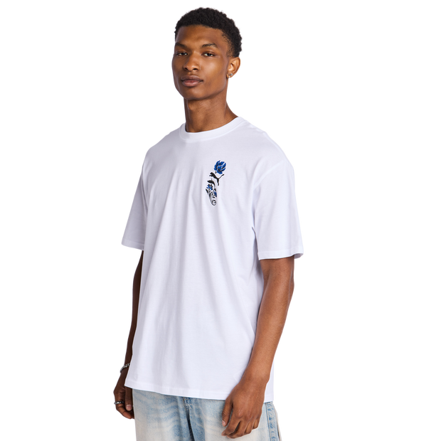 Puma Floral Sport T Shirts Cotton Jersey White