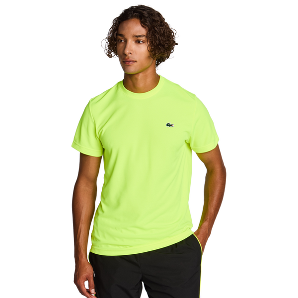 Lacoste Small Croc Logo Stripe T Shirts Yellow