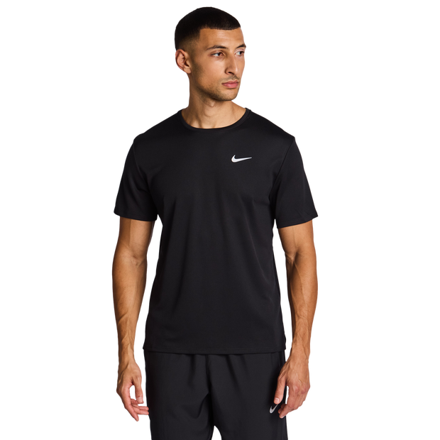 Nike Miler T Shirts Poly Jersey Black