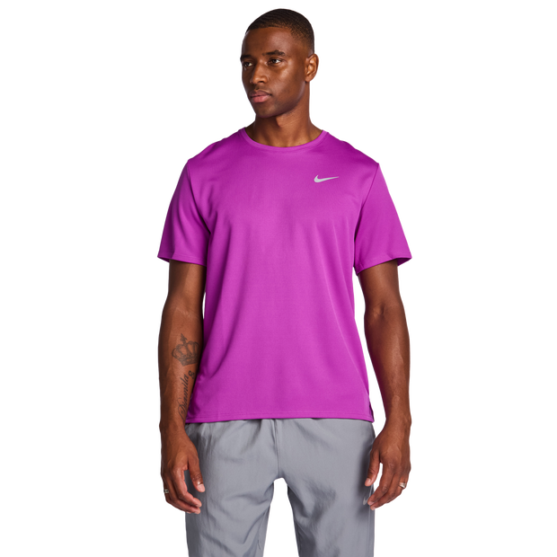 Nike Miler T Shirts Poly Jersey Purple