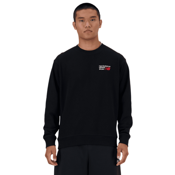 New Balance Athletics Premium Logo Crew Sweatshirts Cotton Jersey Black