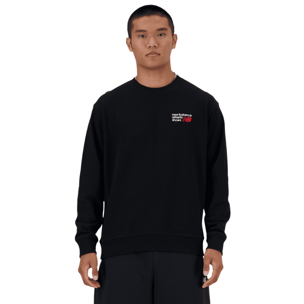 New Balance Athletics Premium Logo Crew Sweatshirts Cotton Jersey Black