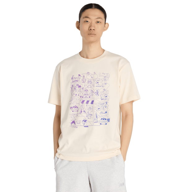 New Balance Athletics Culture Mural T Shirt T Shirts Cotton Jersey Beige