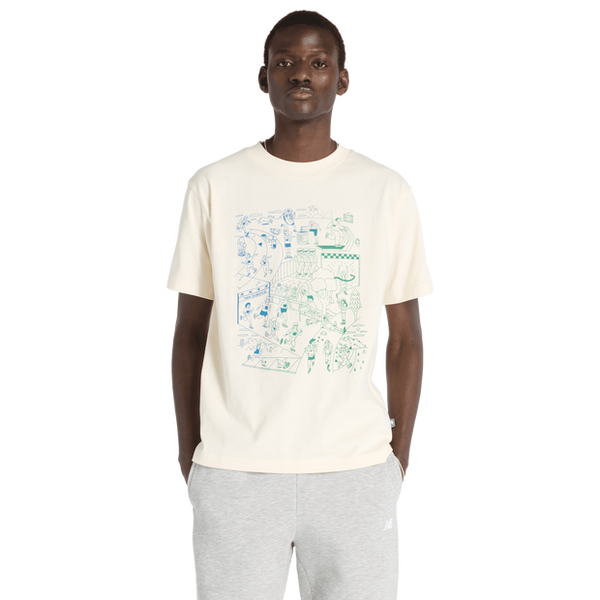 New Balance Athletics Run Mural T Shirt T Shirts Cotton Jersey Beige