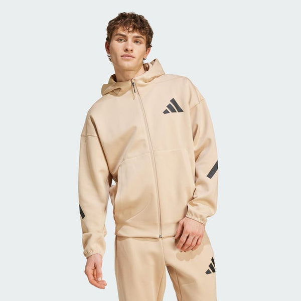 Adidas Z.N.E. Full Zip Hooded Track Jackets Poly Mesh Beige
